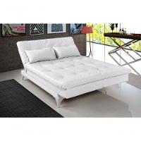 Sofá Cama Versátil 3 Lugares Império Reclinável Casal Pés De Alumínio Corano Branco 036 - 1