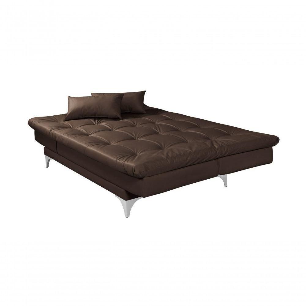 Sofá Cama Versátil 3 Lugares Império Reclinável Casal Pés De Alumínio Corano Marrom 310 - 5