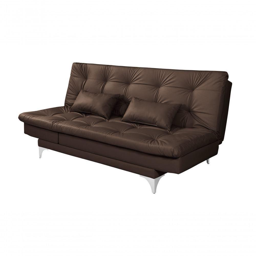 Sofá Cama Versátil 3 Lugares Império Reclinável Casal Pés De Alumínio Corano Marrom 310 - 6