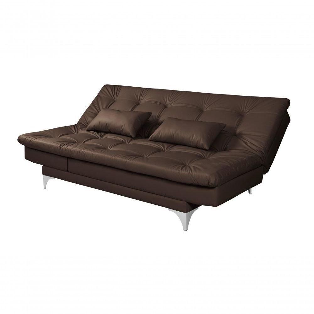 Sofá Cama Versátil 3 Lugares Império Reclinável Casal Pés De Alumínio Corano Marrom 310 - 7