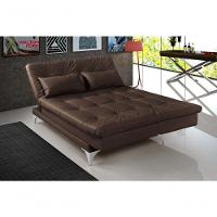 Sofá Cama Versátil 3 Lugares Império Reclinável Casal Pés De Alumínio Corano Marrom 310 - 1