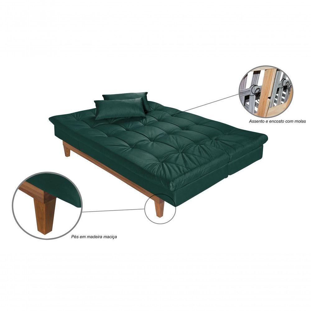 Sofá Cama Versátil Pés De Madeira verde 403 - 5