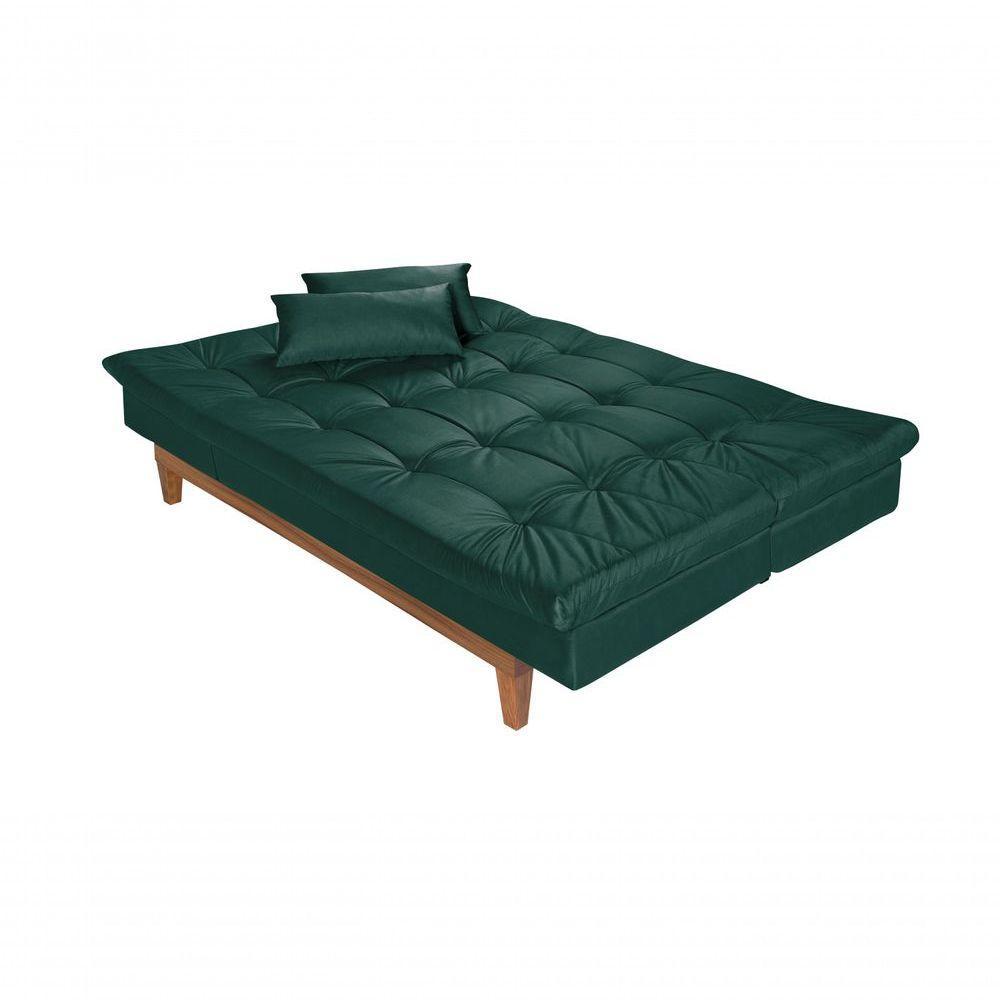 Sofá Cama Versátil Pés De Madeira verde 403 - 6
