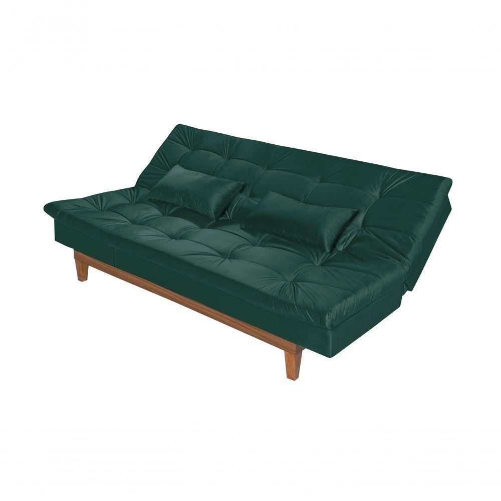 Sofá Cama Versátil Pés De Madeira verde 403 - 7