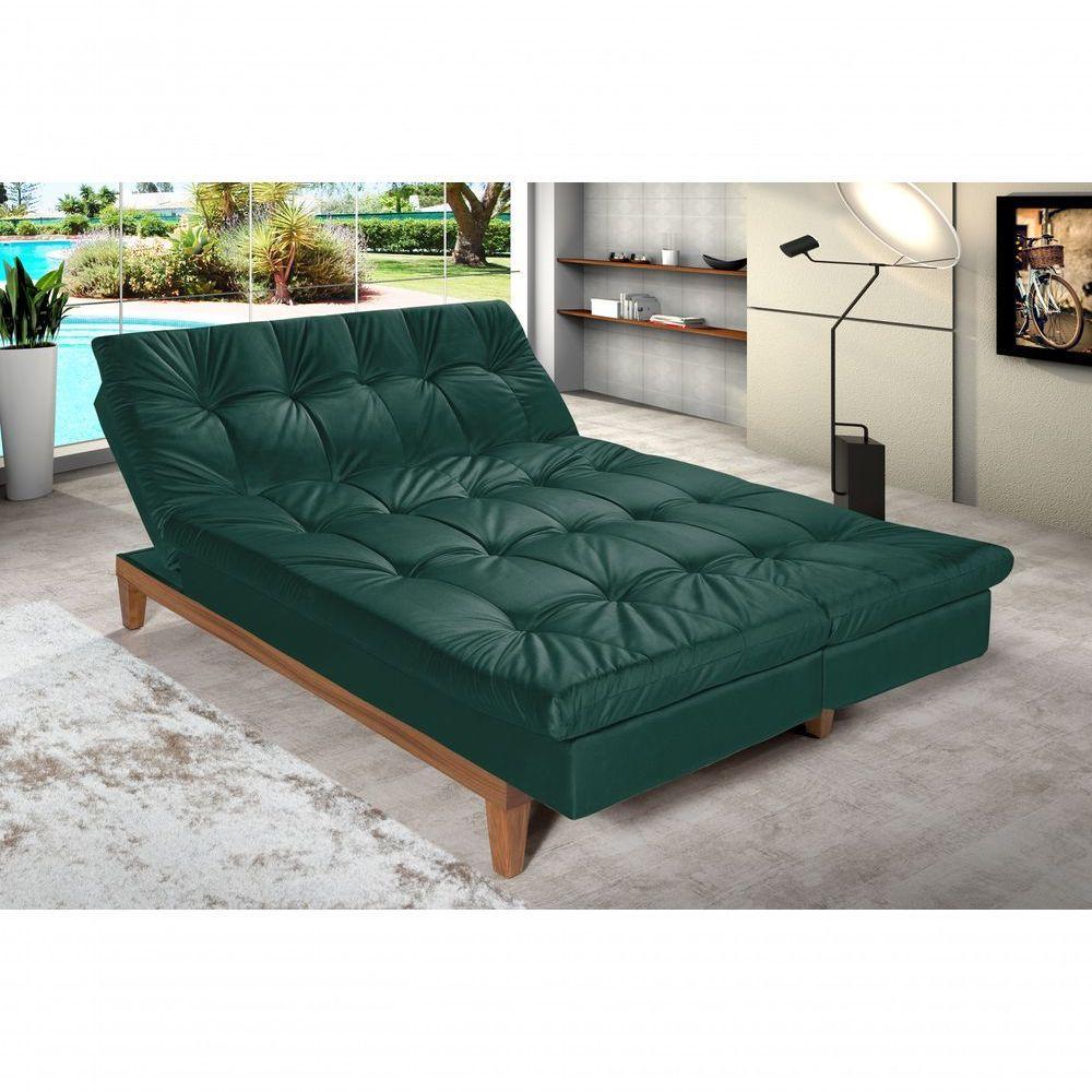Sofá Cama Versátil Pés De Madeira verde 403 - 9