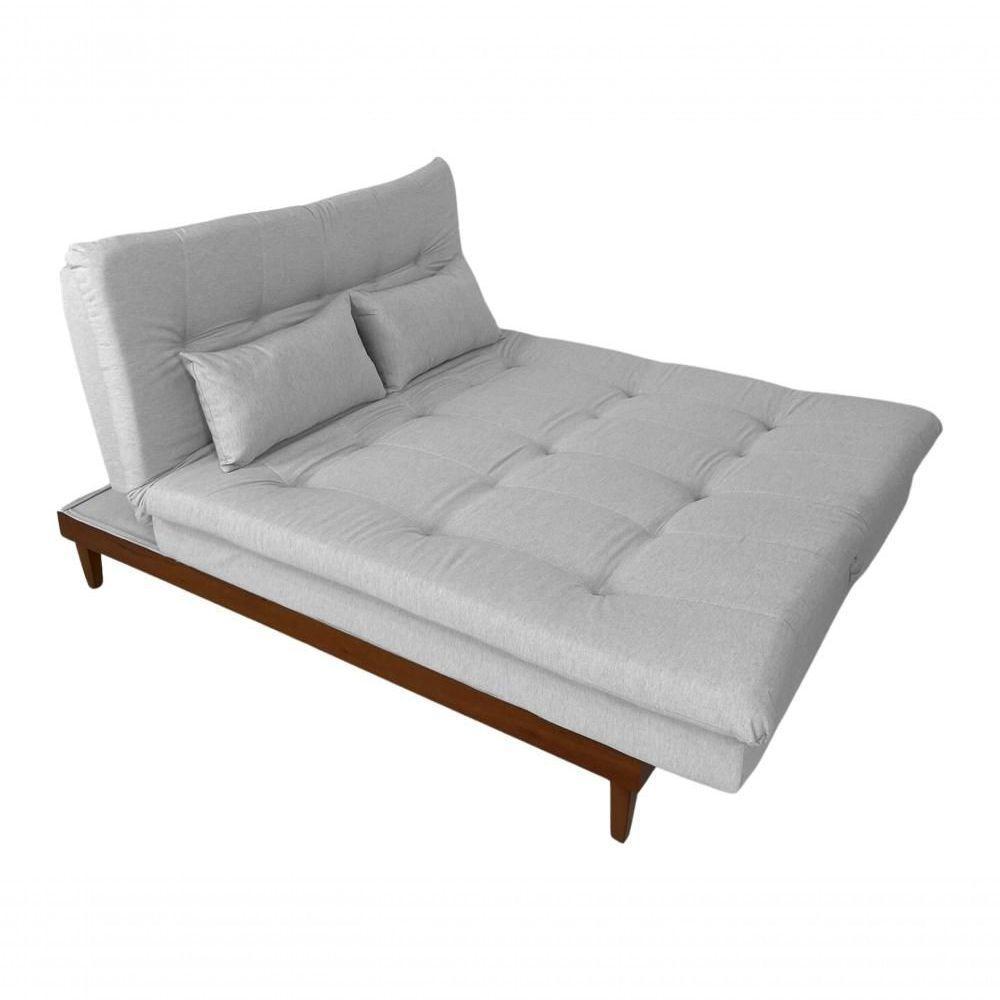 Sofá Cama Versátil 3 Lugares Império Reclinável Casal Pés De Madeira Linho Gelo 185 - 2