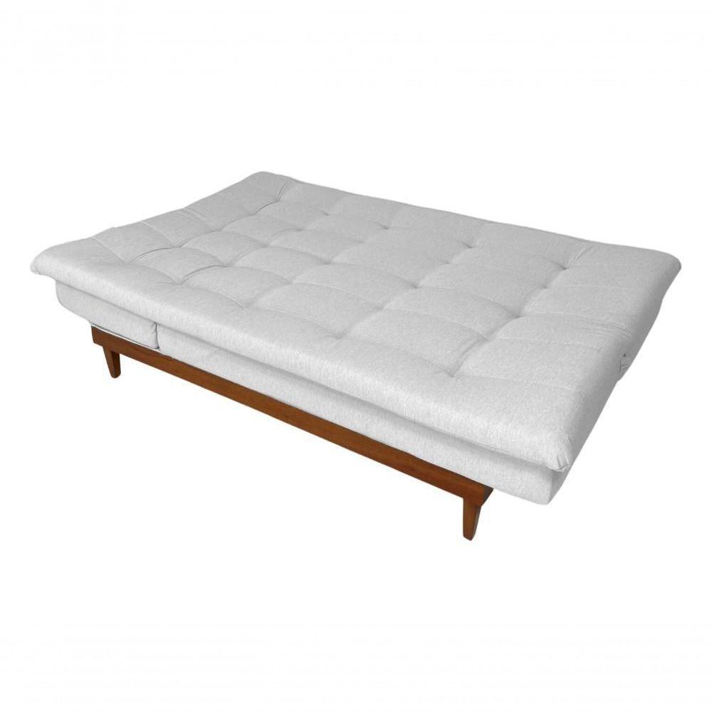 Sofá Cama Versátil 3 Lugares Império Reclinável Casal Pés De Madeira Linho Gelo 185 - 8