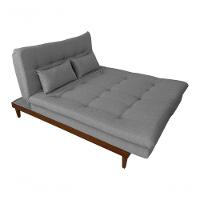 Sofá Cama Versátil 3 Lugares Império Reclinável Casal Pés De Madeira Linho Grafite 199