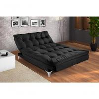 Sofá Cama Versátil 3 Lugares Império Reclinável Casal Pés De Alumínio Suede Vermelho 373 - 1