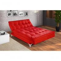 Sofá Cama Versátil 3 Lugares Império Reclinável Casal Pés De Alumínio Suede Vermelho 373 - 7