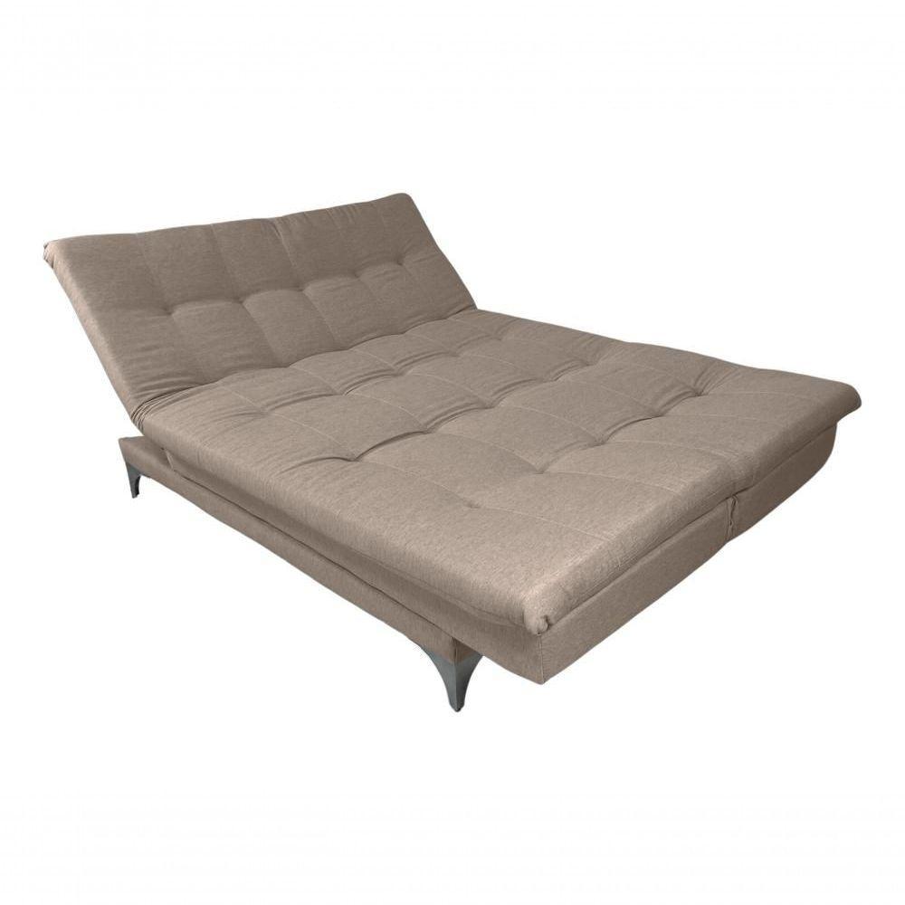 Sofá Cama Versátil 3 Lugares Império Reclinável Casal Pés De Alumínio Linho Bege 201 - 9