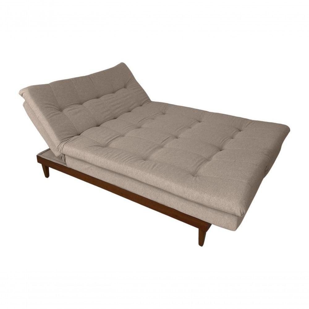 Sofá Cama Versátil 3 Lugares Império Reclinável Casal Pés De Madeira Linho Bege 201 - 7