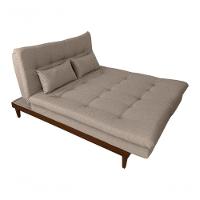 Sofá Cama Versátil 3 Lugares Império Reclinável Casal Pés De Madeira Linho Bege 201 - 2