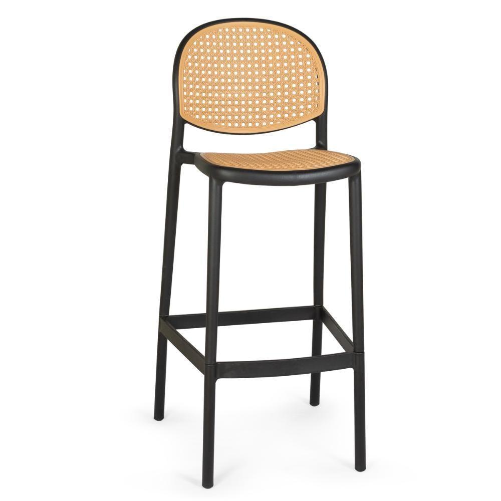 Kit 2 Banqueta Alta Com Encosto Roma Em Polipropileno - Preto - 5