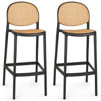 Kit 2 Banqueta Alta Com Encosto Roma Em Polipropileno - Preto - 1