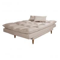 Sofá Cama Andorra 3 Lugares Império Reclinável Casal Pés Madeira Suede Areia 376 - 6