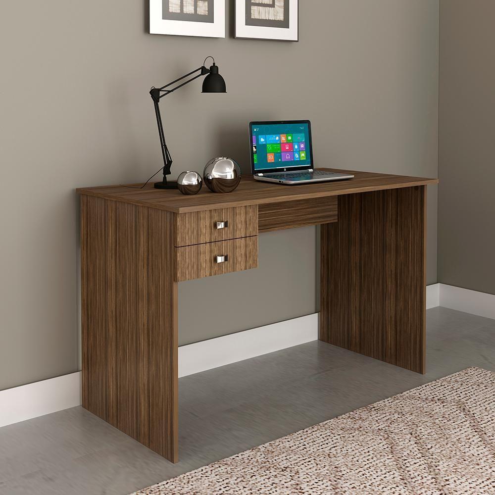 Escrivaninha Mesa Escritorio 2 Gavetas Me4165 Nogal Tecno Mobili Nogal - 2
