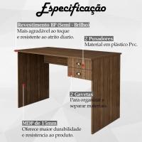 Escrivaninha Mesa Escritorio 2 Gavetas Me4165 Nogal Tecno Mobili Nogal - 5