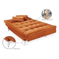 Sofá Cama Versátil 3 Lugares Império Reclinável Casal Pés De Alumínio Suede Terracota 174 - 3