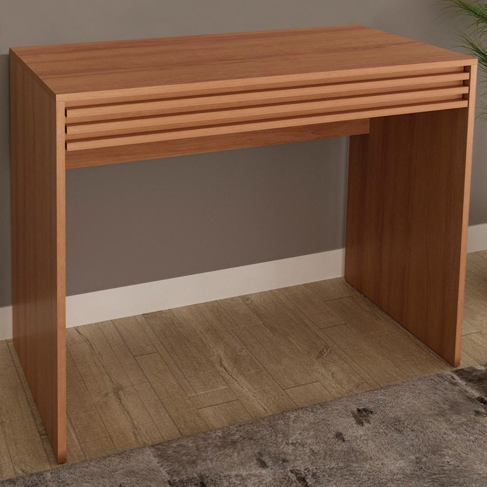 Escrivaninha Mesa Escritorio 1 Gaveta Ripada Me4173 Amendoa Tecno Mobili Amendoa - 4