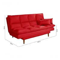 Sofá Cama Andorra 3 Lugares Império Reclinável Casal Pés Madeira Suede Vermelho 373