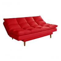Sofá Cama Andorra 3 Lugares Império Reclinável Casal Pés Madeira Suede Vermelho 373 - 7