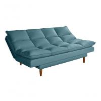 Sofá Cama Andorra 3 Lugares Império Reclinável Casal Pés Madeira Suede Azul Turquesa 362 - 6