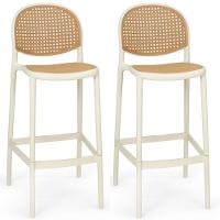 Kit 2 Banqueta Alta Com Encosto Roma Em Polipropileno - Nude - 1