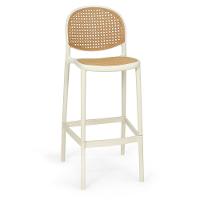 Kit 2 Banqueta Alta Com Encosto Roma Em Polipropileno - Nude