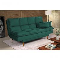 Sofá Cama Andorra 3 Lugares Império Reclinável Casal Pés Madeira Suede Verde 403 - 1