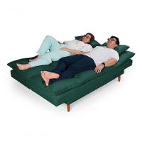 Sofá Cama Andorra 3 Lugares Império Reclinável Casal Pés Madeira Suede Verde 403 - 2