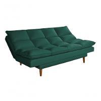 Sofá Cama Andorra 3 Lugares Império Reclinável Casal Pés Madeira Suede Verde 403 - 6