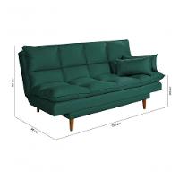 Sofá Cama Andorra 3 Lugares Império Reclinável Casal Pés Madeira Suede Verde 403 - 7