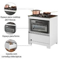 Balcão Para Cooktop 4 Bocas Com 1 Gaveta Nt3110 Notável Branco New/ Granito