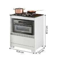Balcão Para Cooktop 4 Bocas Com 1 Gaveta Nt3110 Notável Branco New/ Granito - 6