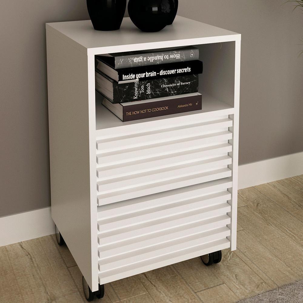 Gaveteiro Com Rodizio E 2 Gavetas Ripado Me4175 Branco Tecno Mobili Branco - 2