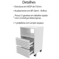 Gaveteiro Com Rodizio E 2 Gavetas Ripado Me4175 Branco Tecno Mobili Branco - 3