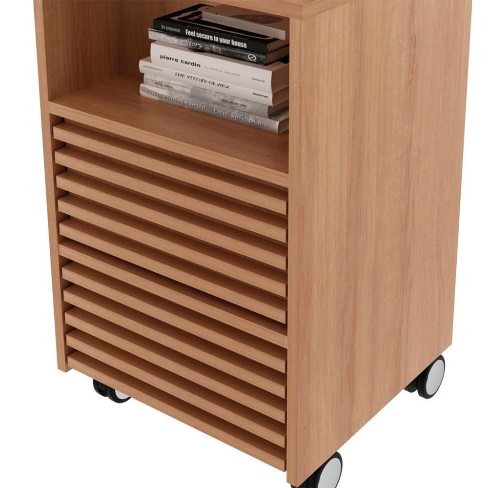 Gaveteiro Com Rodizio E 2 Gavetas Ripado Me4175 Amendoa Tecno Mobili Amendoa - 5