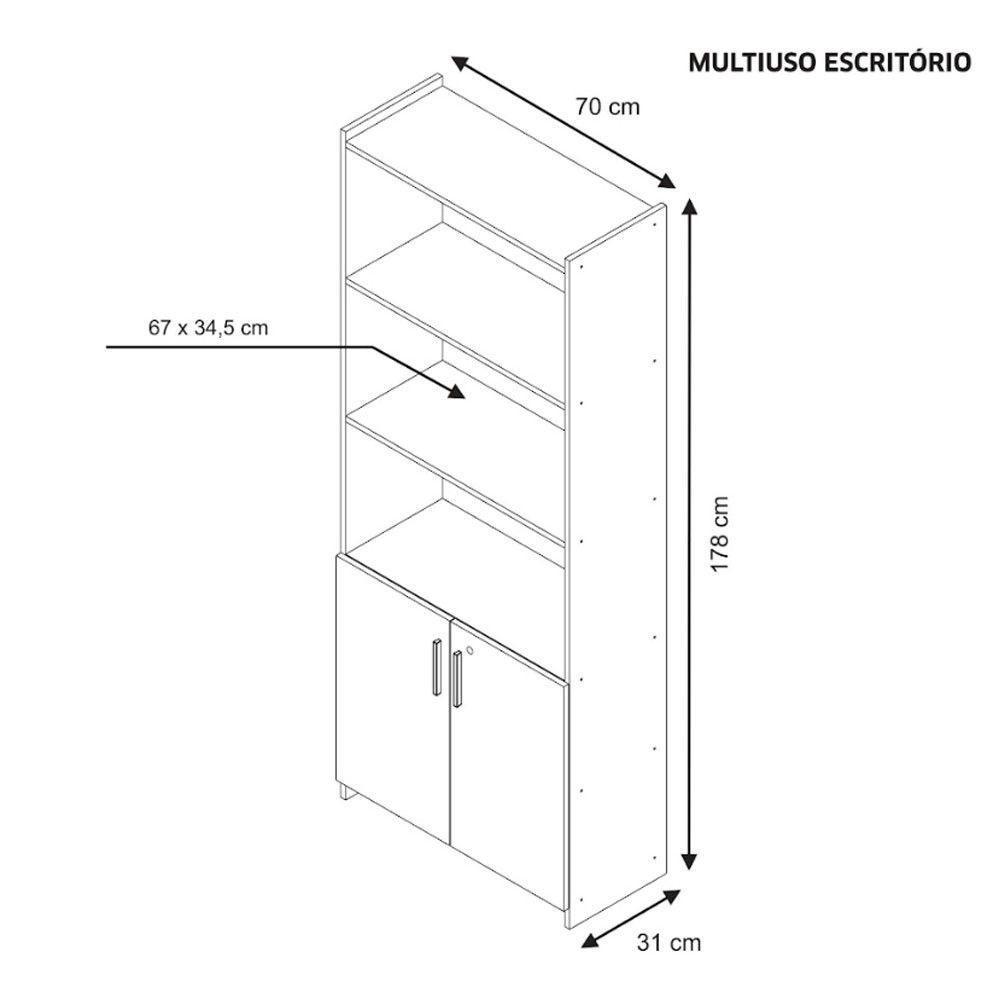 Armário Multiuso Para Escritório Com 2 Portas 56118 Notável Branco New - 3
