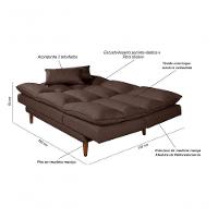 Sofá Cama Vancouver 3 Lugares Império Reclinável Casal Pés Madeira Suede Marrom 379