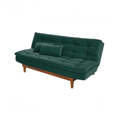 Sofá Cama Dubai 3 Lugares Império Reclinável Casal Pés Madeira Madero Verde 403