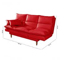 Sofá Cama Vancouver 3 Lugares Império Reclinável Casal Pés Madeira Suede Vermelho 373