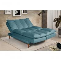 Sofá Cama Vancouver 3 Lugares Império Reclinável Casal Pés Madeira Suede Azul Turquesa 362 - 3