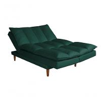 Sofá Cama Vancouver 3 Lugares Império Reclinável Casal Pés Madeira Suede Verde 403 - 5