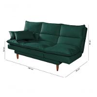 Sofá Cama Vancouver 3 Lugares Império Reclinável Casal Pés Madeira Suede Verde 403 - 6
