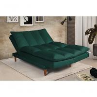 Sofá Cama Vancouver 3 Lugares Império Reclinável Casal Pés Madeira Suede Verde 403 - 7