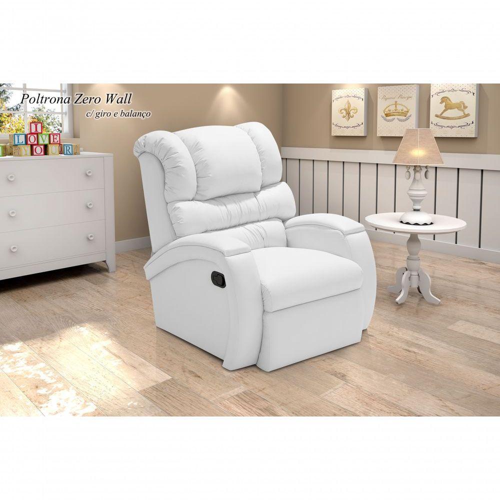 Poltrona Reclinável Imperial Zero Wall Com Balanço E Giro Corano branco 036 - 1