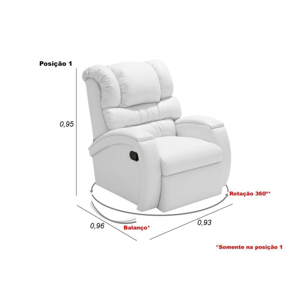 Poltrona Reclinável Imperial Zero Wall Com Balanço E Giro Corano branco 036 - 5