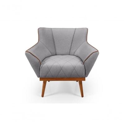 Poltrona Decorativa Yasmin Linho Compose Império Estofados Cinza 199