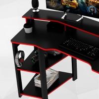 Mesa Gamer Cockpit 3 Prateleiras Me4167 Preto Vermelho Tecno Mobili Preto Vermelho - 6
